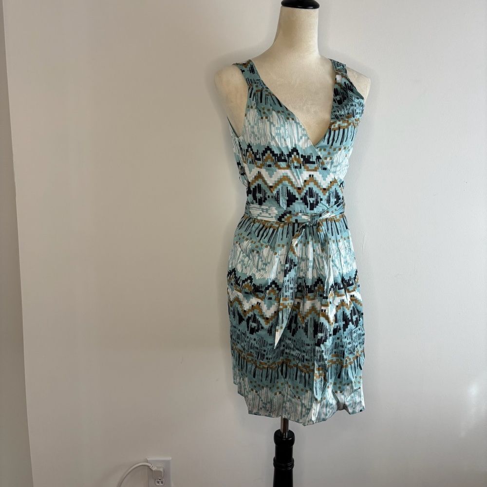 BCBGeneration- Blue Pattern Wrap Dress